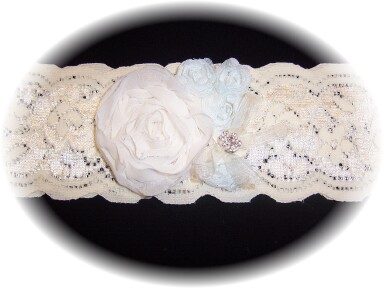 Ivory And Light Blue Lace Garter 503