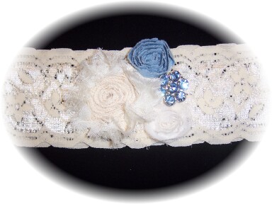 Ivory And Blue Garter 504