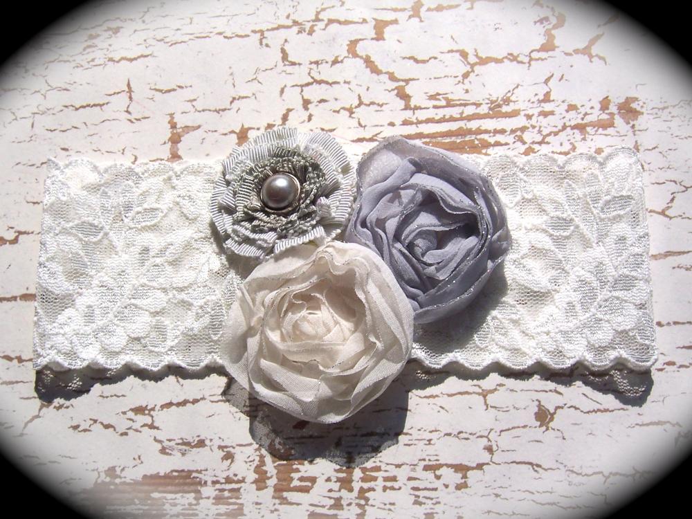 Vintage Shades Of Gray Lace Wedding Garter 517